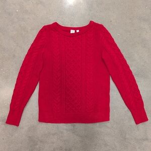 Gap Cherry Red 100% Cotton Cable Knit Sweater